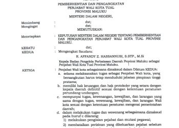 Maju Calkada, Mendagri Berhentikan Renuat Dari Jabatan Pj Wali Kota Tual
