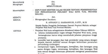 Maju Calkada, Mendagri Berhentikan Renuat Dari Jabatan Pj Wali Kota Tual