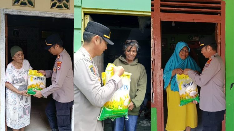 Program Jumat Berkah, Polsek Namlea Bagi Beras Untuk Para Janda